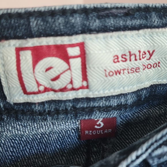 Vintage Lei women's jeans size 3 flair rivets on black pocket retro - Picture 3 of 5